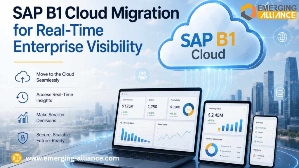 SAP B1 cloud migration dashboard with real-time enterprise visibility and cloud ERP analytics
