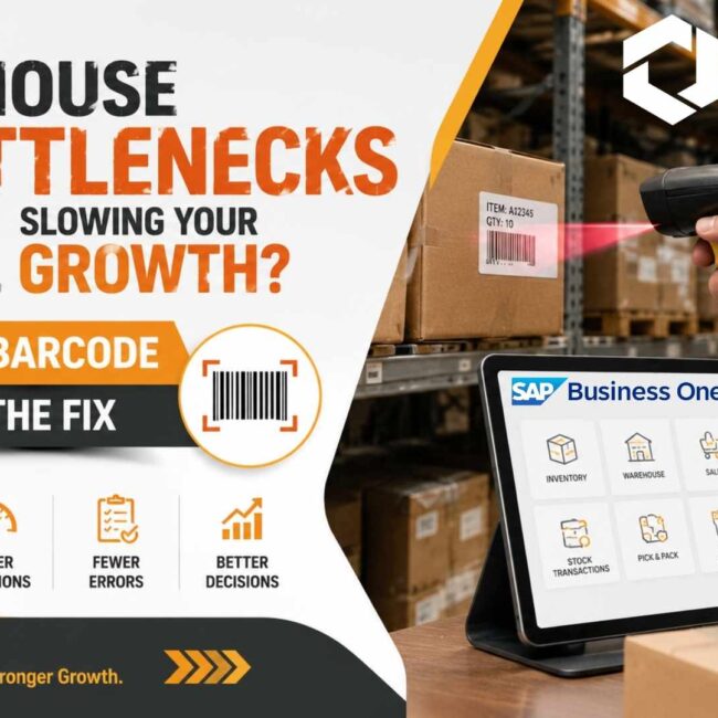 SAP B1 Barcodes enabling real-time inventory tracking, barcode scanning, warehouse automation, and supply chain visibility in SAP Business One.