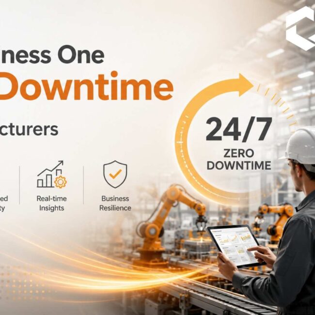 SAP Business One for manufacturers enabling uninterrupted production, inventory visibility.