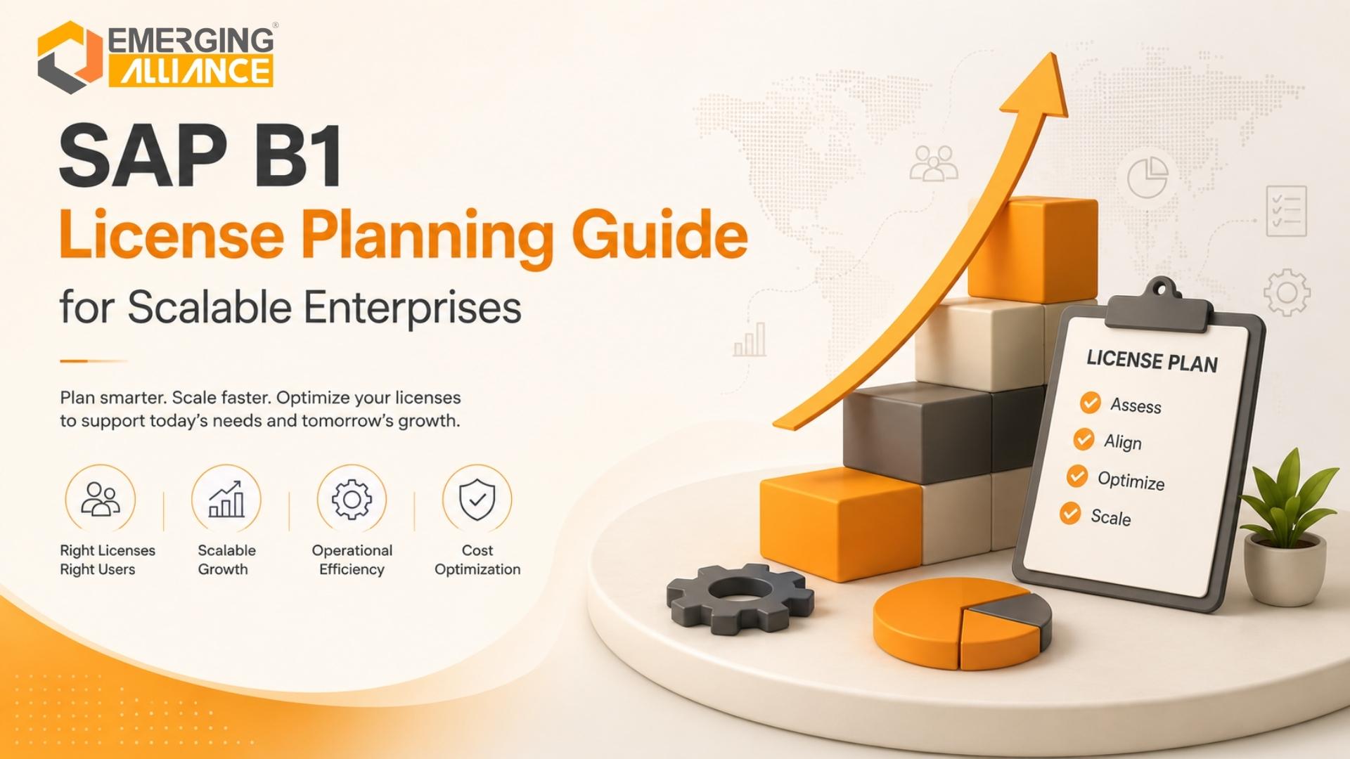 SAP B1 License planning dashboard showing scalable enterprise growth, cost optimization and business expansion planning.