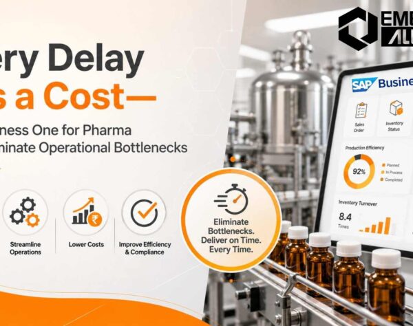 SAP Business One Pharma improving manufacturing, inventory, batch tracking, compliance, and supply chain visibility.