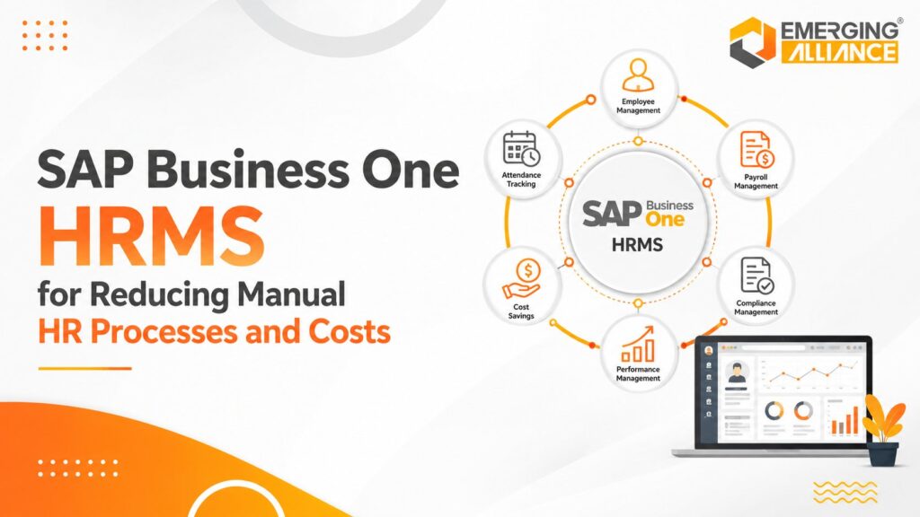 SAP Business One HRMS automating employee management, payroll, attendance, and HR workflows to reduce manual HR processes and operational costs