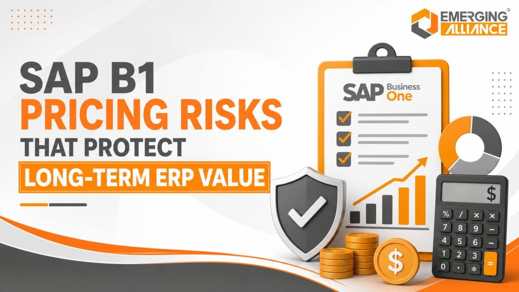 CFO and business leaders reviewing SAP B1 Pricing, licensing, implementation costs, and long-term ERP budget planning.