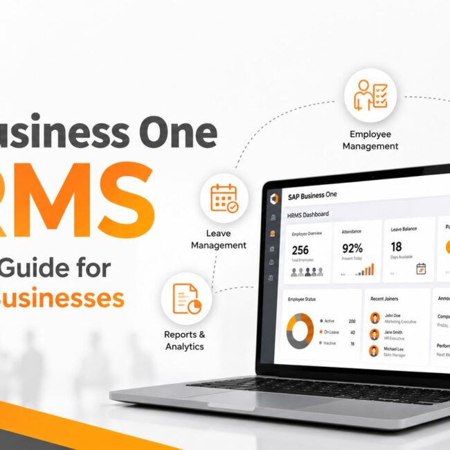SAP Business One HRMS dashboard supporting payroll, attendance, employee management, and workforce planning