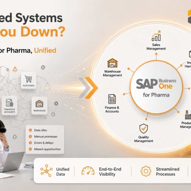 SAP Business One for Pharma unifying disconnected systems on one ERP platform.