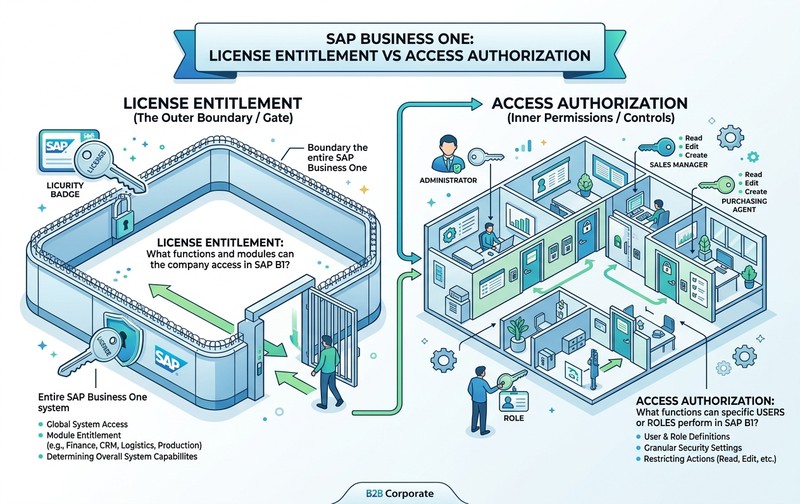 SAP Business One License Entitlement vs Access Authorization Concept