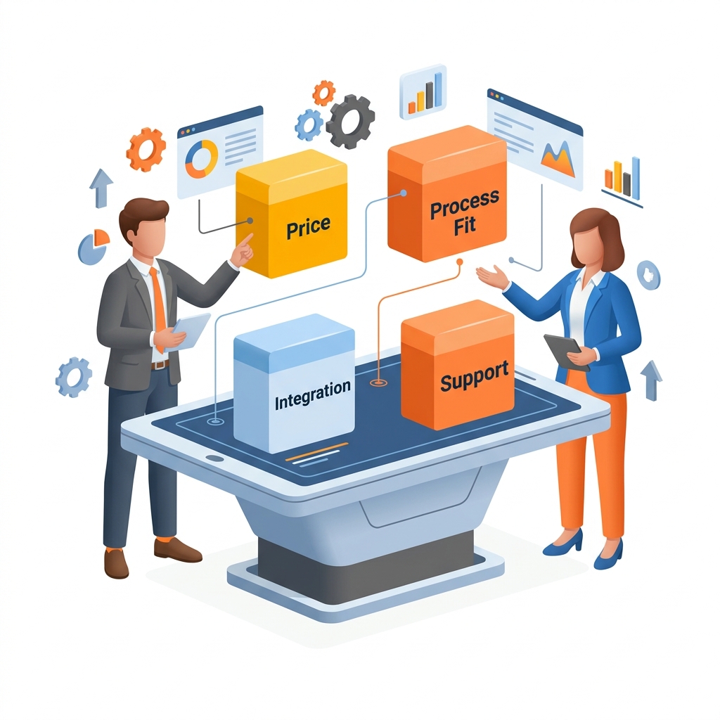 An infographic style illustration of key SAP Business One add-on selection mistakes like choosing price before business fit and ignoring vendor support.