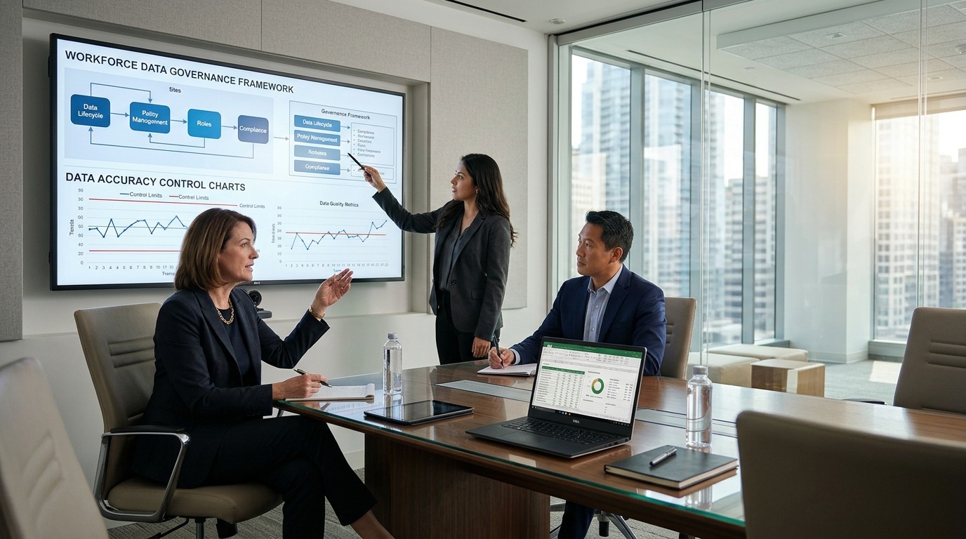 Finance director and HR manager establishing authoritative employee identity, field ownership, and automated validation rules in SAP Business One.